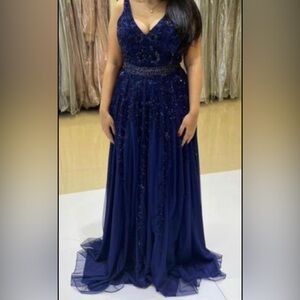 Primavera blue evening dress